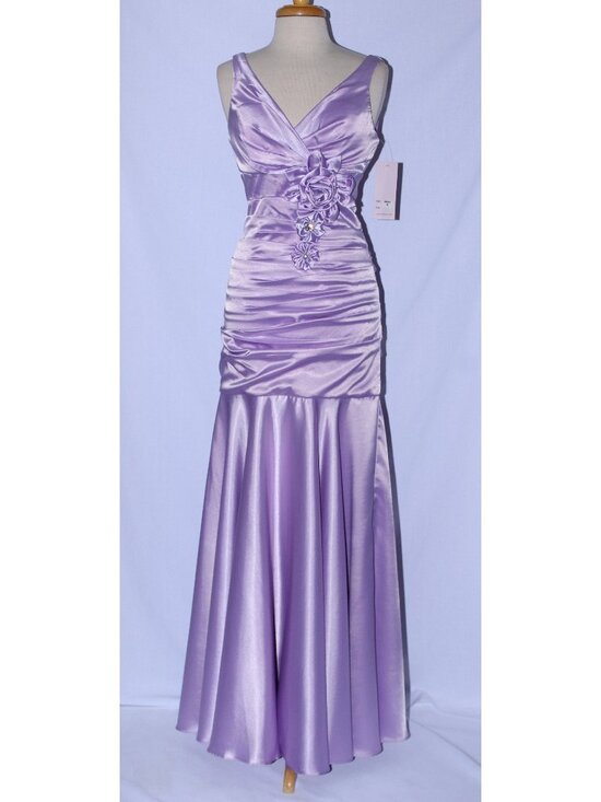 Poly Usa Dresses & Skirts - Poly USA #5922 Long Satin Fit & Flare Bridesmaid Evening Gown-Size M- LILAC- NWT